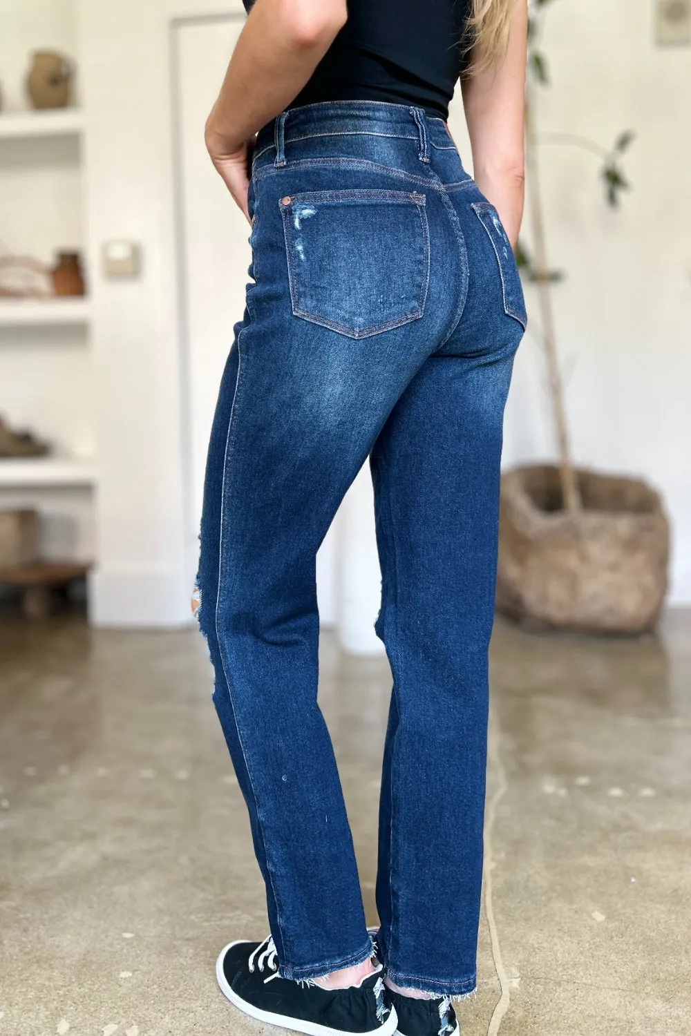 Ada High-Waist Rigid Magic Heavy Destroy Straight Jeans | Judy Blue