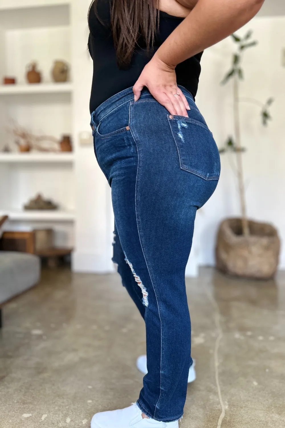 Ada High-Waist Rigid Magic Heavy Destroy Straight Jeans | Judy Blue