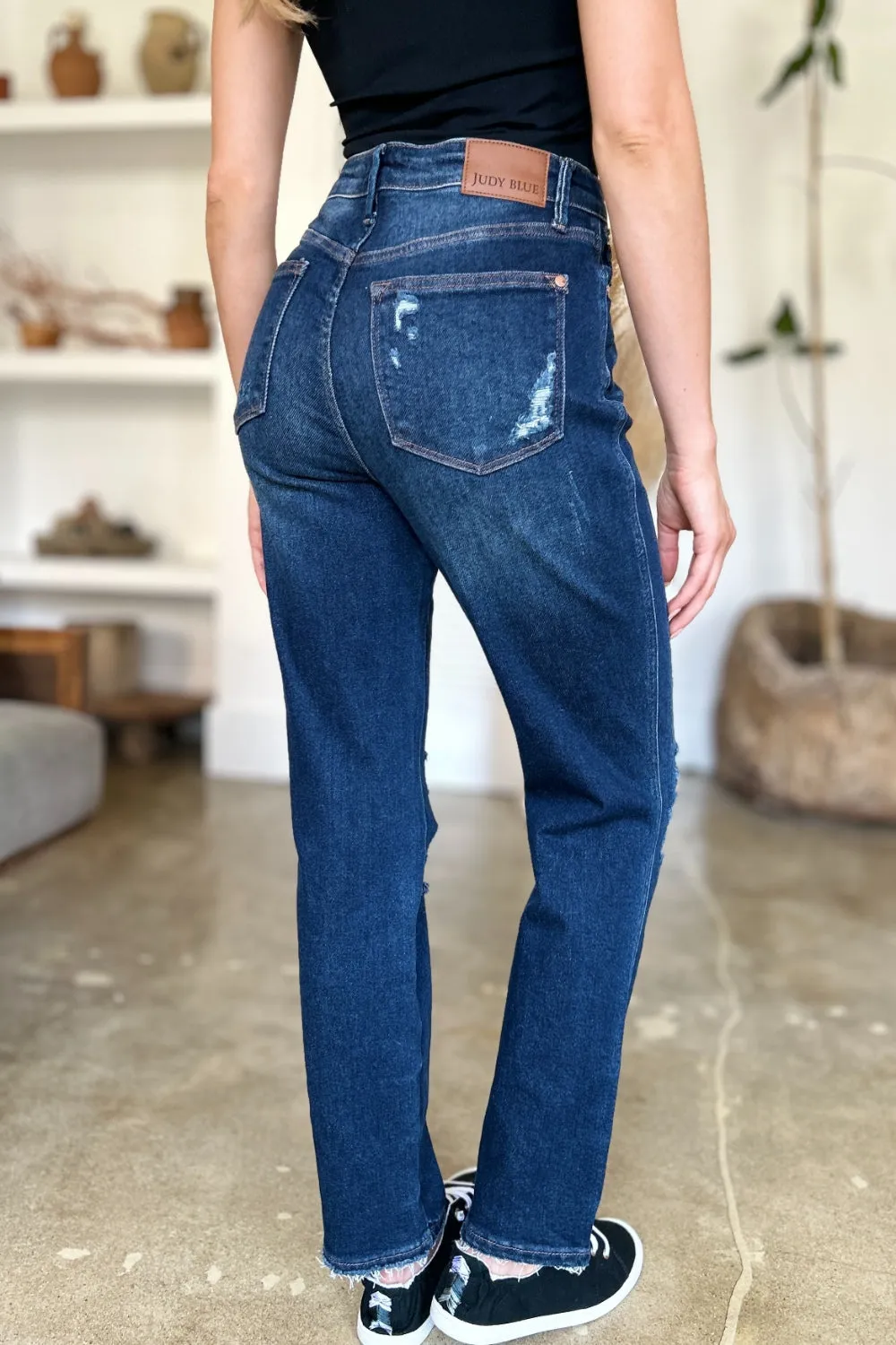 Ada High-Waist Rigid Magic Heavy Destroy Straight Jeans | Judy Blue
