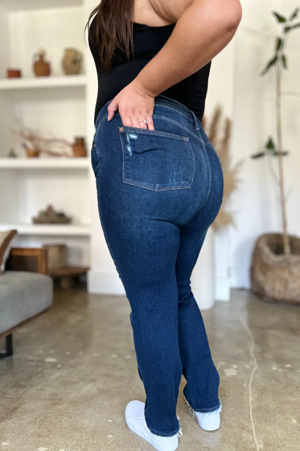 Ada High-Waist Rigid Magic Heavy Destroy Straight Jeans | Judy Blue