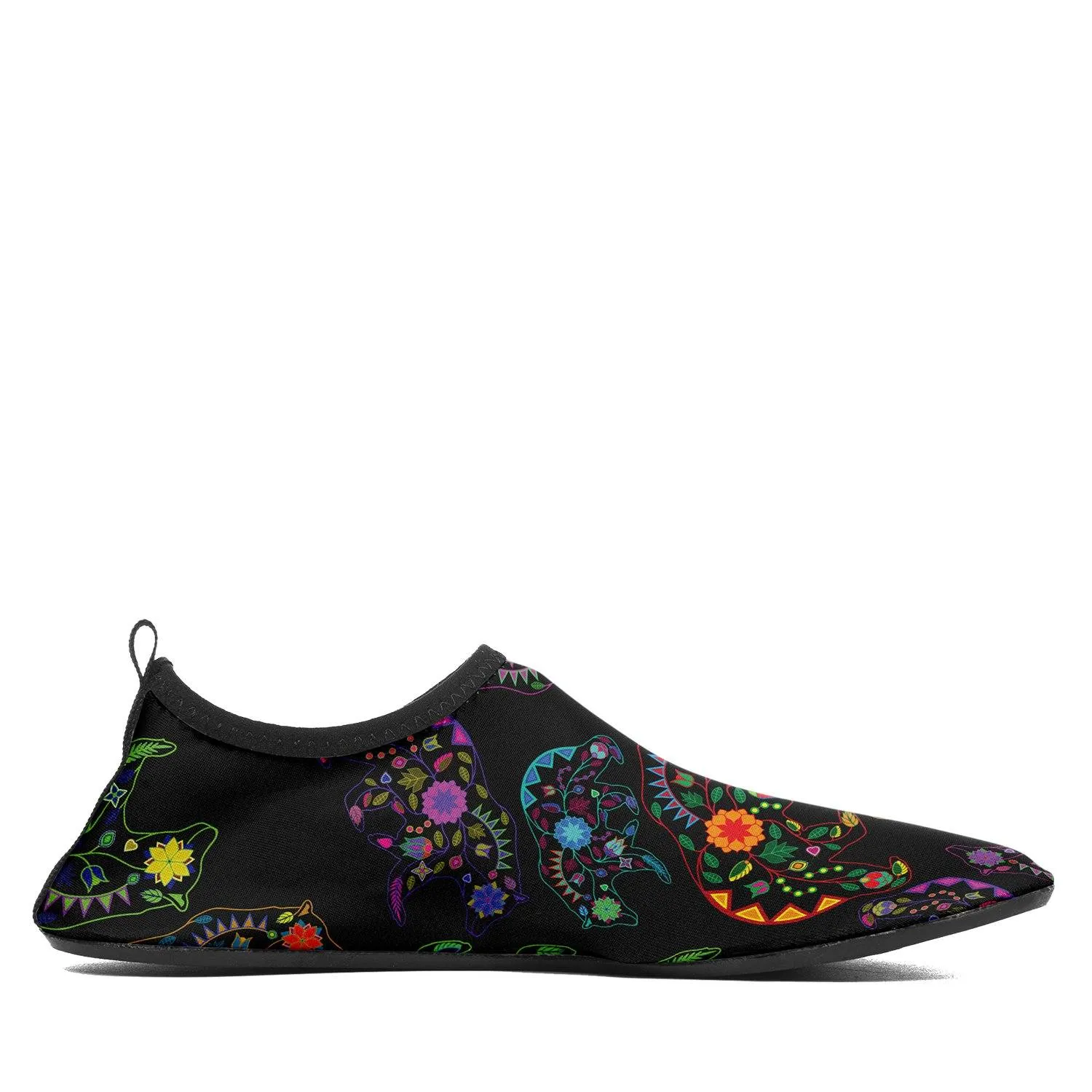 Neon Floral Bears Sockamoccs Kid's Sockamoccs Slip On Shoes